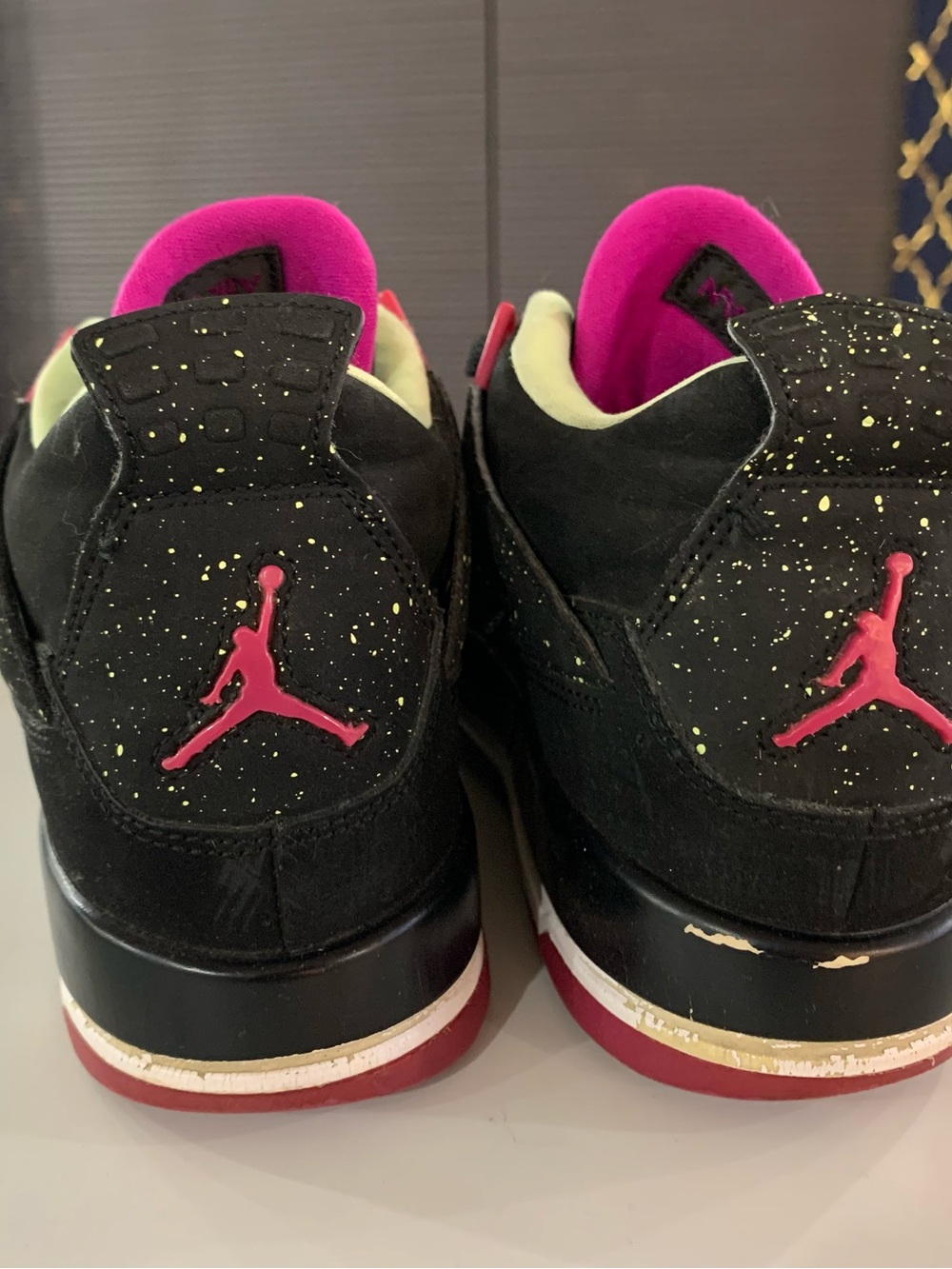 Jordan Kids Black Sneakers with Pink Accents